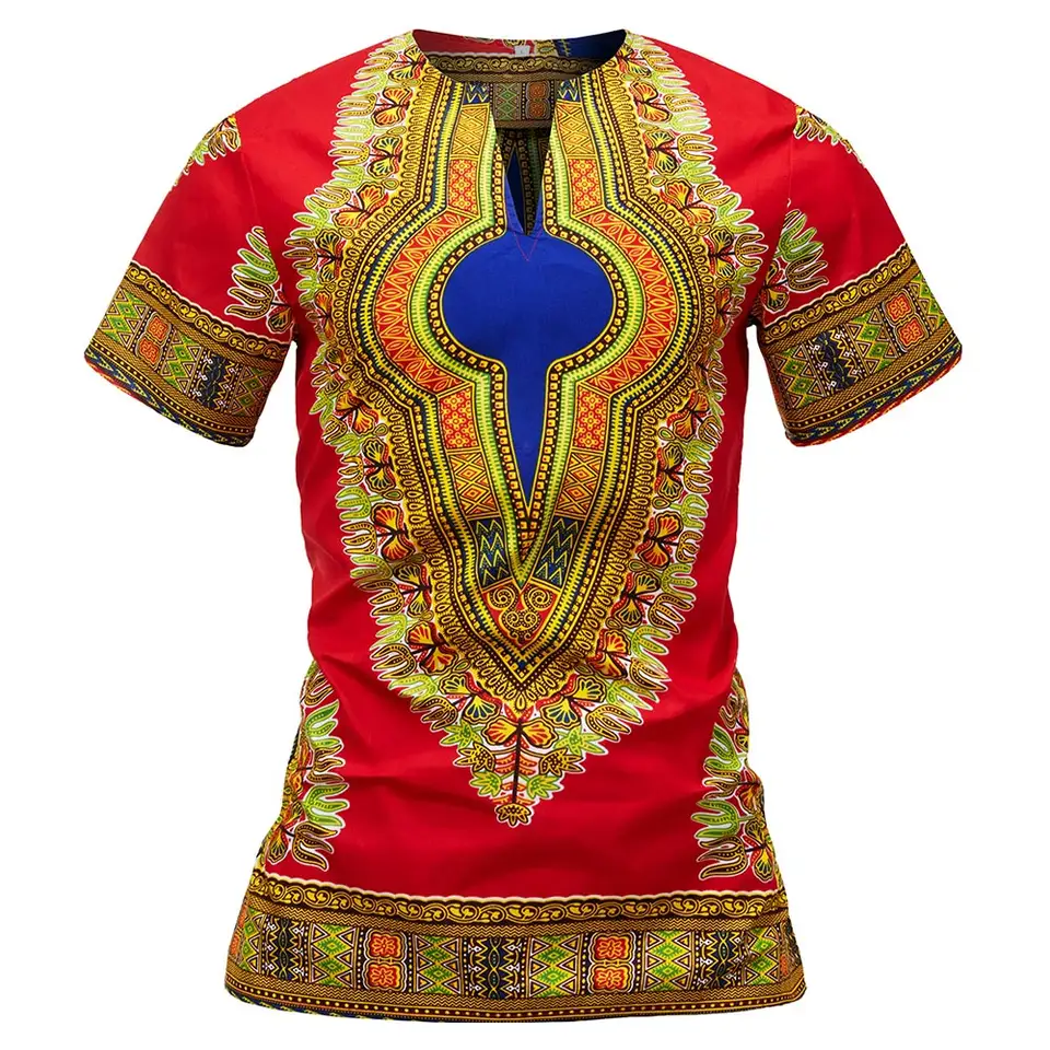 African Shop Near Me - Men Top In Ankara African Pattern Dashiki Short Sleeve Men's Casual Tshirt