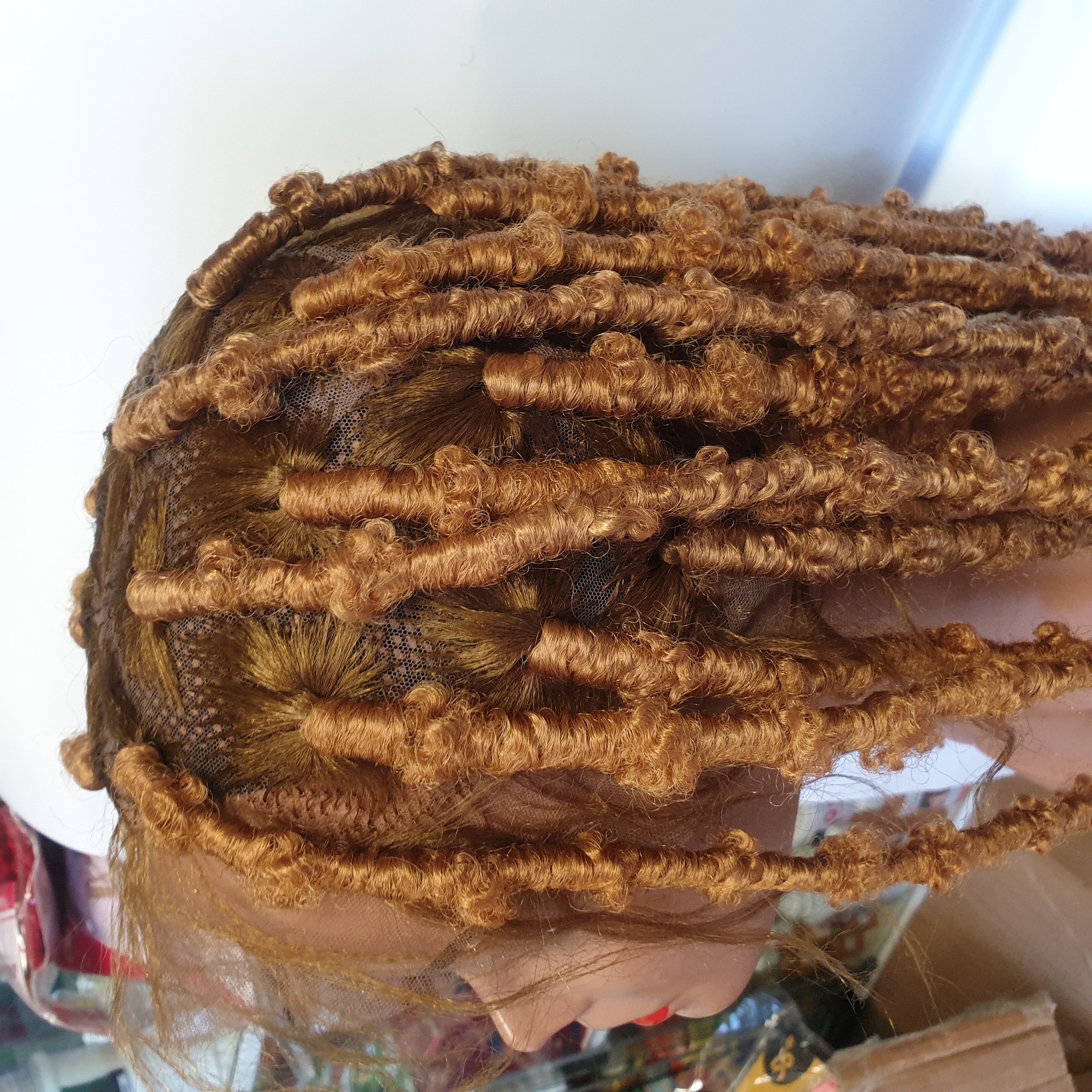 Brown twisted braided wig hair synthetic hair 56inches