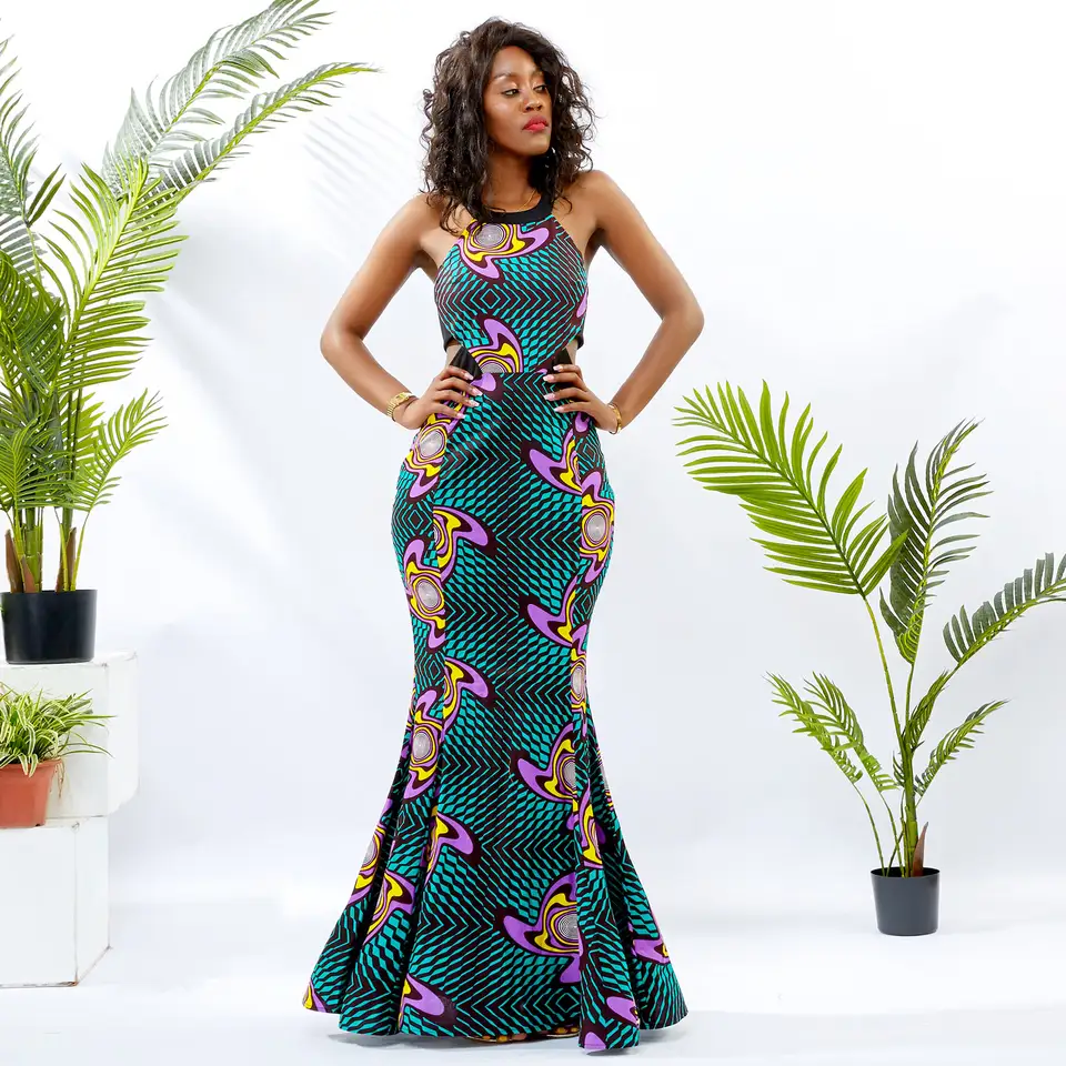 African Shop Near Me - Sleeveless Gown African Women's Dresses Ankara Print African Dress For Women Clothing