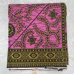 African Ankara Pink & Yellow Abstract Geometric 6 Yards Vip Fabric